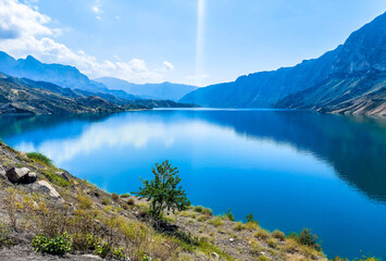 Fototapeta na wymiar Irganai reservoir in Dagestan, Russia.