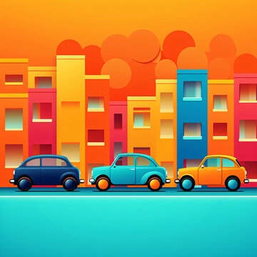 car icons and pictures cartoon painted style in 3d