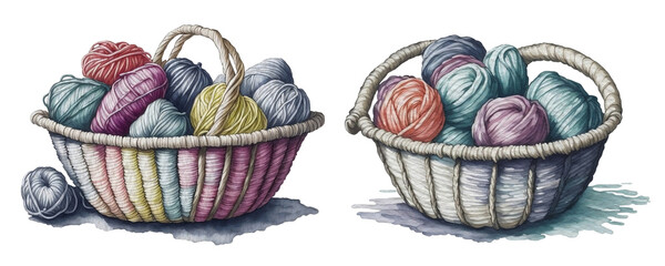 watercolor yarns in basket