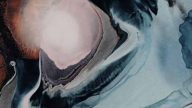 Cosmic Ink Nebula Explosion, Multi Color Ink Mixing and Expanding, Slow Motion
