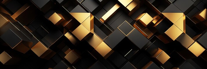 Rich Dual Tones in Isometric Grandeur Background - Parallel Mirrored Abstract Design Illuminated in Gold and Black Wallpaper - Gold Black Abstract Design Backdrop created with Generative AI Technology