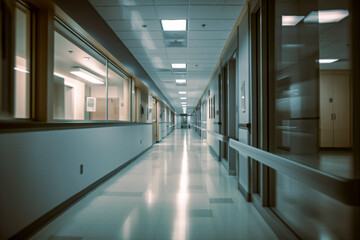 Obraz premium Corridor in the hospital. Empty Passage within a Contemporary Hospital
