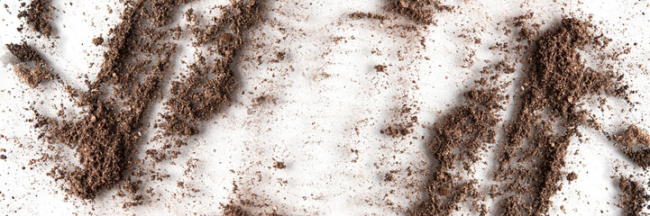 Abstract dark brown crashed shimmer powder texture for cosmetuc banner. Copy space