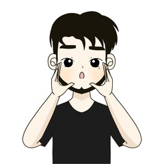 beard man guy is shouting ,black shirt man shouts.