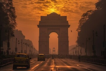Fototapeta premium Sunrise in delhi view on india gate
