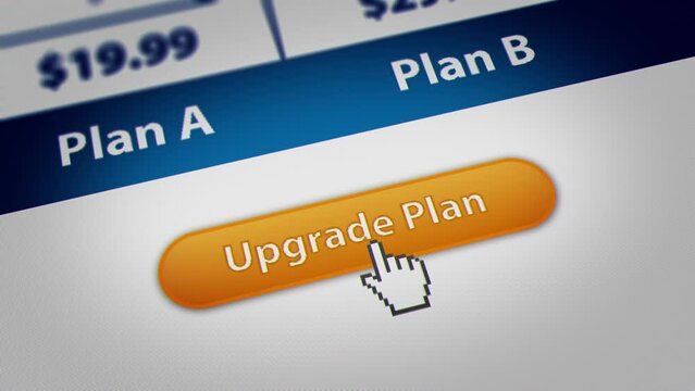 Animated Mouse Cursor Clicking Upgrade Plan Button on Website
