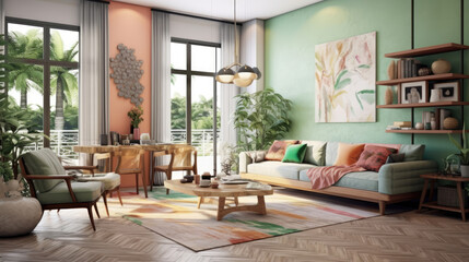 A bohemian-style living room
