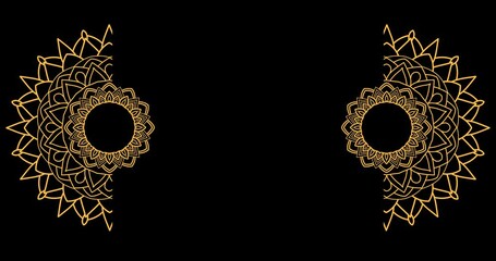 Mandala Abstract ornamental digital gold color. Floral vintage decorative elements' oriental ornament pattern. Mandala animation with seamless looping on the alpha channel. Editable background
