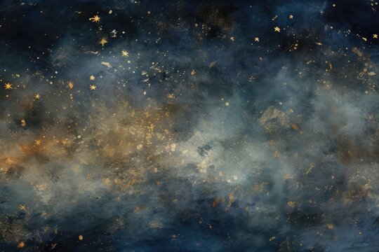 Celestial Ballet Wallpaper - High Resolution Depiction of a Medieval Night Sky - Dancing with Twinkling Stars of Gold - Beautiful Medieval Night Sky Background created with Generative AI Technology