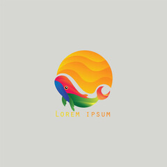 whale logo illustration vector with abstract gradient color