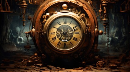 Rusted clocks unveiling glimpses of alternate realities | generative ai