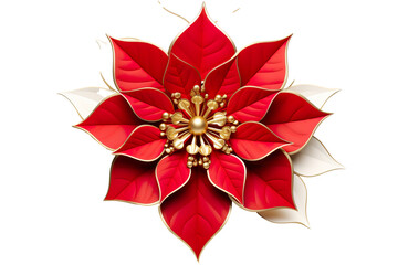 3D Christmas poinsettia decorative White background isolated PNG