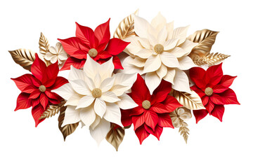 3D Christmas poinsettia decorative White background isolated PNG