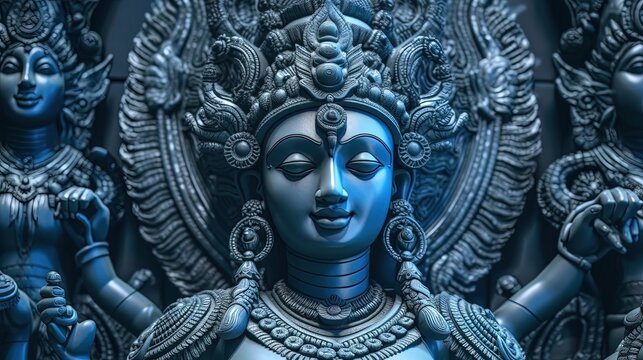 Hindu goddess statues and artwork. Fantasy concept , Illustration painting.