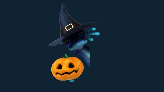 Fun 3D cartoon Witch frog (with alpha channel included)
