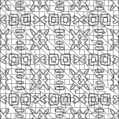  Stylish texture with figures from lines.Abstract geometric black and white pattern for web page, textures, card, poster, fabric, textile. Monochrome graphic repeating design. 