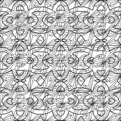  Stylish texture with figures from lines.Abstract geometric black and white pattern for web page, textures, card, poster, fabric, textile. Monochrome graphic repeating design. 