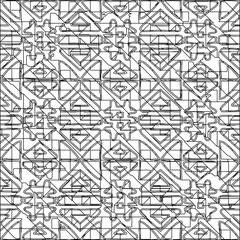  Stylish texture with figures from lines.Abstract geometric black and white pattern for web page, textures, card, poster, fabric, textile. Monochrome graphic repeating design. 