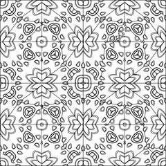  Stylish texture with figures from lines.Abstract geometric black and white pattern for web page, textures, card, poster, fabric, textile. Monochrome graphic repeating design. 