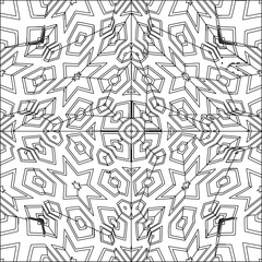  Stylish texture with figures from lines.Abstract geometric black and white pattern for web page, textures, card, poster, fabric, textile. Monochrome graphic repeating design. 