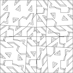  Stylish texture with figures from lines.Abstract geometric black and white pattern for web page, textures, card, poster, fabric, textile. Monochrome graphic repeating design. 