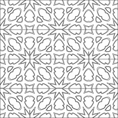  Stylish texture with figures from lines.Abstract geometric black and white pattern for web page, textures, card, poster, fabric, textile. Monochrome graphic repeating design. 