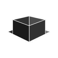 3D Box Icon. Package within Glyph Style, Cube Symbol.