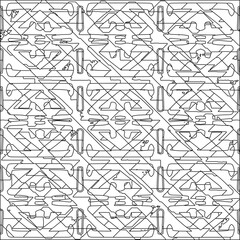  Stylish texture with figures from lines.Abstract geometric black and white pattern for web page, textures, card, poster, fabric, textile. Monochrome graphic repeating design. 