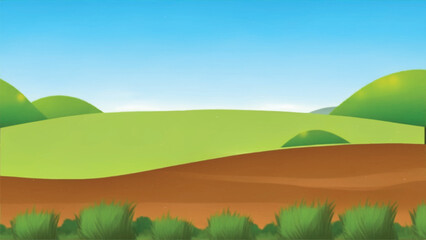 Obraz premium A green landscape with hills and trees