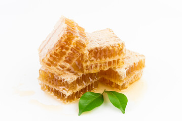 Close up Honeycomb isolated on white background