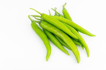 green chili pepper isolated on a white