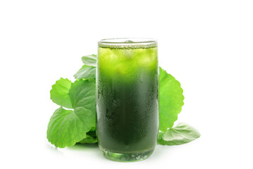 Gotu kola drink, Centella asiatica juice, Asiatic Pennywort,Herbal Drink. Has medicinal properties isolated on white background