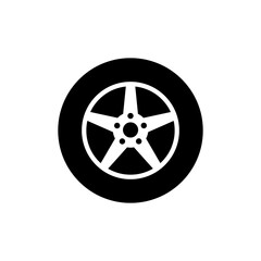 Car Wheel Icon. Vehicle Element Symbol - Vector.