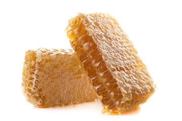 Sweet honey comb isolated on white background, honey products