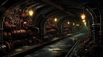 Subterranean steampunk subway system