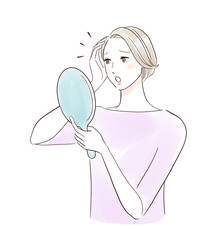 鏡を見て不安になる
ミドル女性