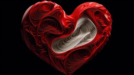 red abstract heart white element on dark background beautiful illustration