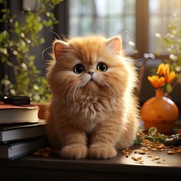 Illustration of a chubby cartoon cat.