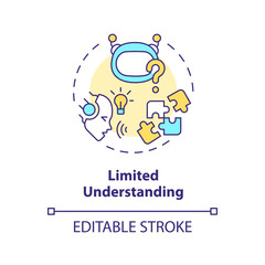 2D editable limited understanding thin line icon concept, isolated vector, multicolor illustration representing voice assistant.