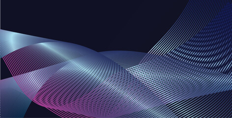 dark abstract background futuristic gradation curved lines and light particles.