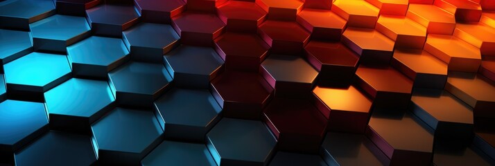 Abstract Hexagon Shape Red Yellow Blue Colours On Black Background