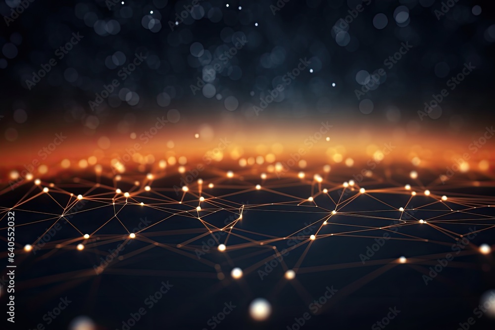 Poster abstract technology background with connecting dots and lines. network concept. 3d rendering, abstra