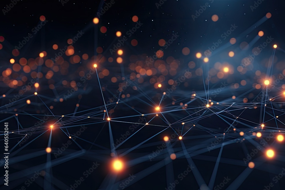 Poster abstract technology background with connection lines and dots. 3d rendering, abstract futuristic dig