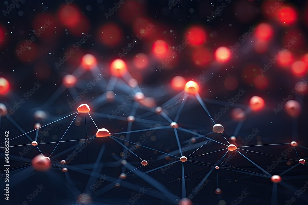 Poster 3d rendering of abstract connection structure on dark background. network concept, abstract futurist