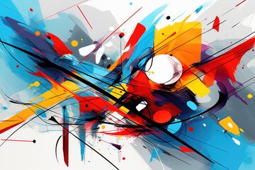 Abstract colorful background with grunge brush strokes Illustration. Abstract Modern Art Background, AI Generated