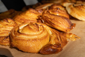 Snail Pastry Roll Closeup, Sweet Cinnamon Bun, Danish Bakery, Swirl Pastries
