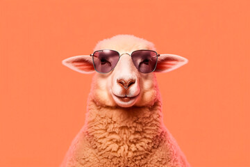 Fototapeta premium Sheep wearing sun glasses