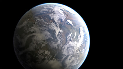 Naklejka na ściany i meble Giant Cloudy Unknown Alien Planet In Space 4K