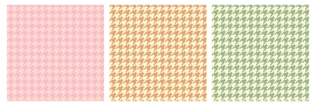 Houndstooth seamless pattern colorful pastel set. Repeat pattern plaid dog tooth geometric graphic illustration vector design for fabric and print.