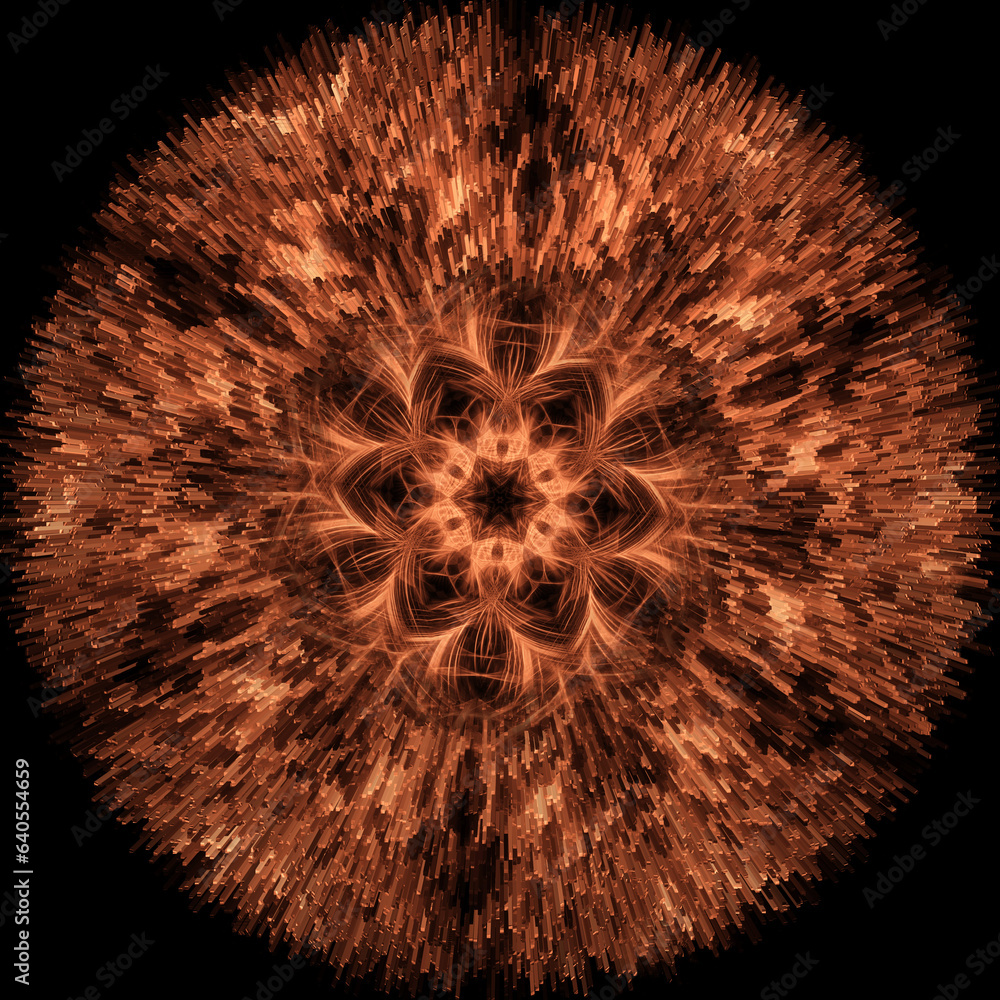 Poster fireball in yellow gold exploding on a black background